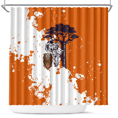 African 50th Birthday Wild And Free Shower Curtain Safari Wildlife Map Tribal Mask Heritage Art