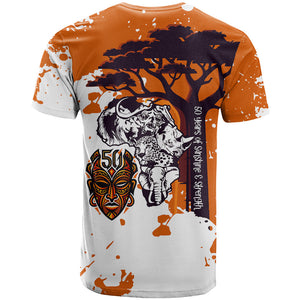 African 50th Birthday Wild And Free T shirt Safari Wildlife Map Tribal Mask Heritage Art