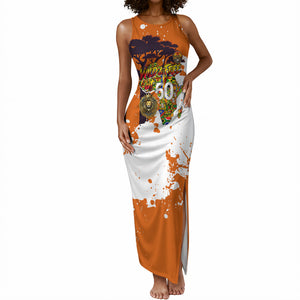 African 50th Birthday Wild And Free Tank Maxi Dress Safari Wildlife Map Tribal Mask Heritage Art