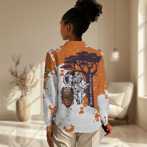African 50th Birthday Wild And Free Women Casual Shirt Safari Wildlife Map Tribal Mask Heritage Art