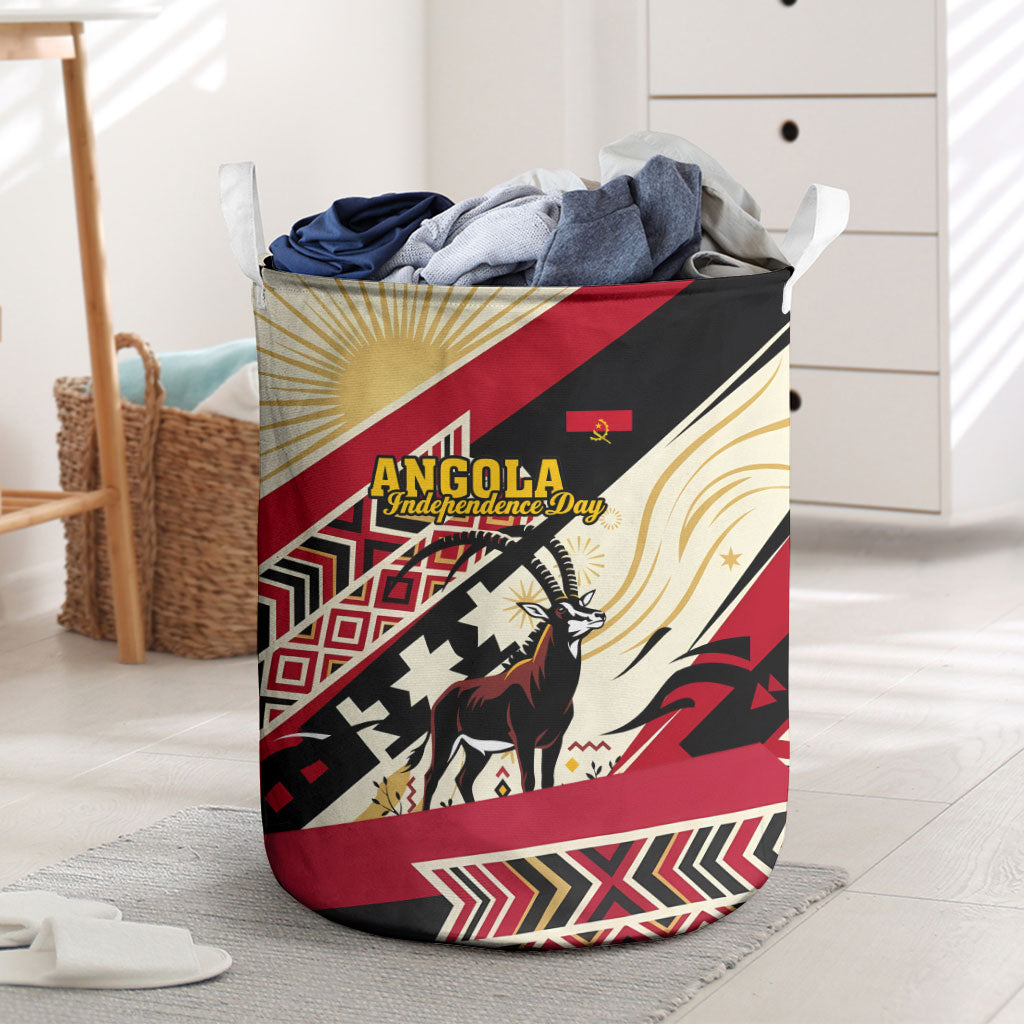 Angola Independence Day Antelope Laundry Basket Flag Coat Of Arms Geometric African