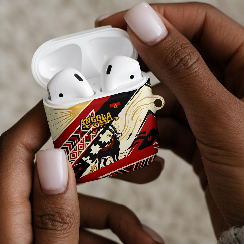 Angola Independence Day Antelope AirPods Case Flag Coat Of Arms Geometric African