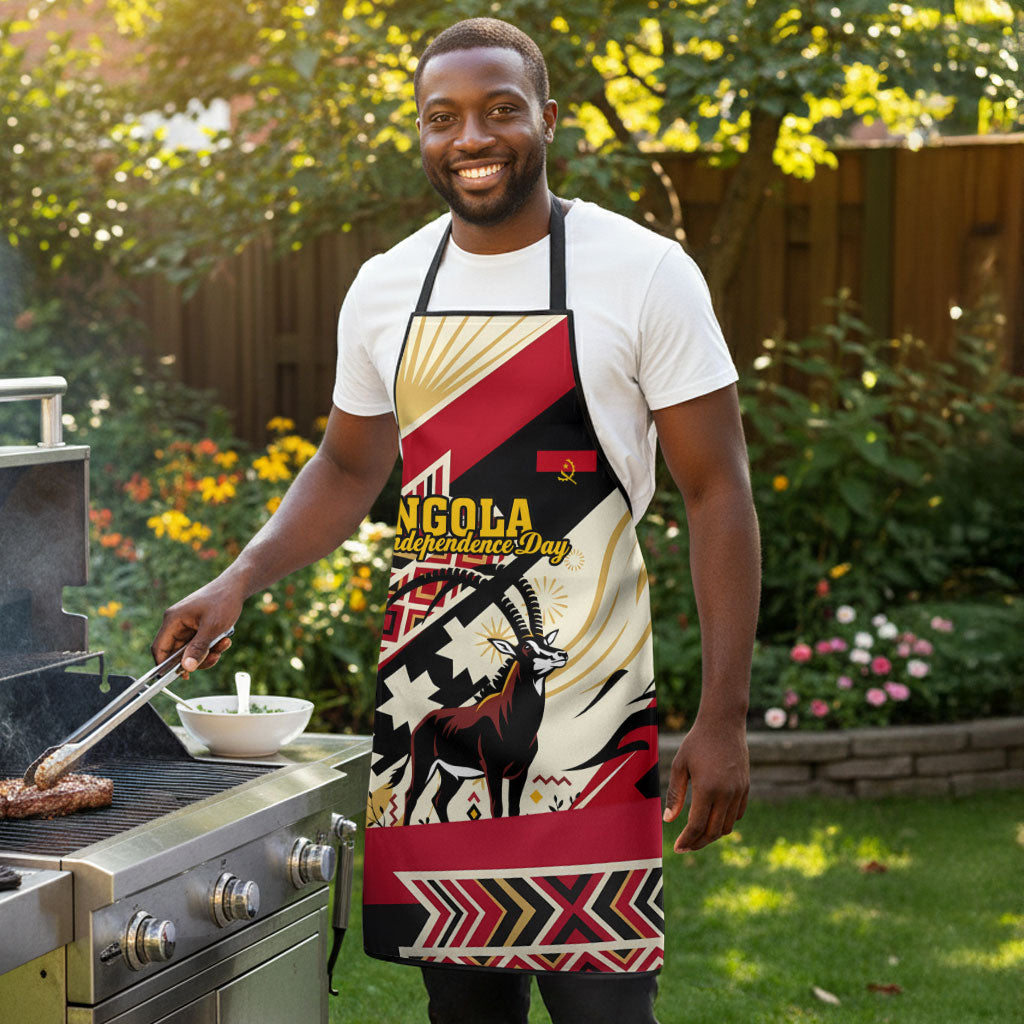 Angola Independence Day Antelope Apron Flag Coat Of Arms Geometric African