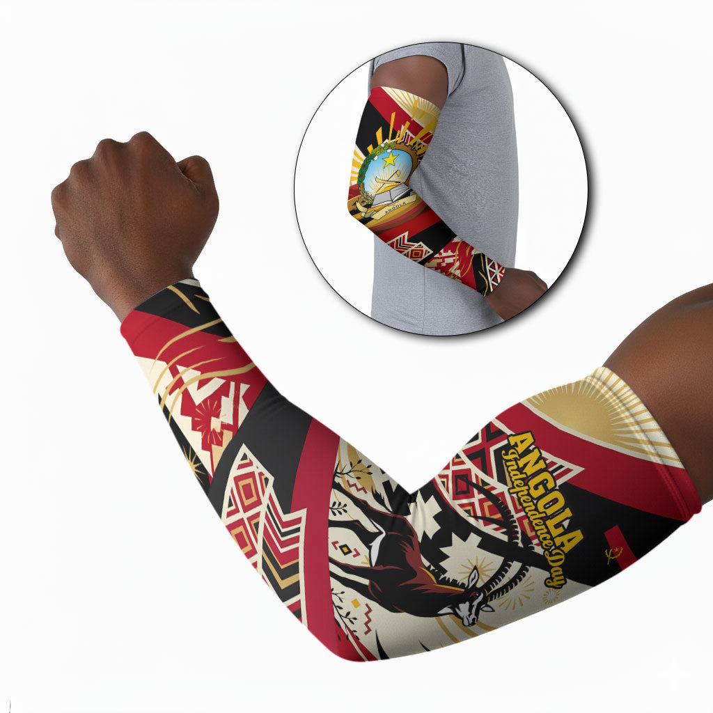 Angola Independence Day Antelope Arm Sleeves Flag Coat Of Arms Geometric African