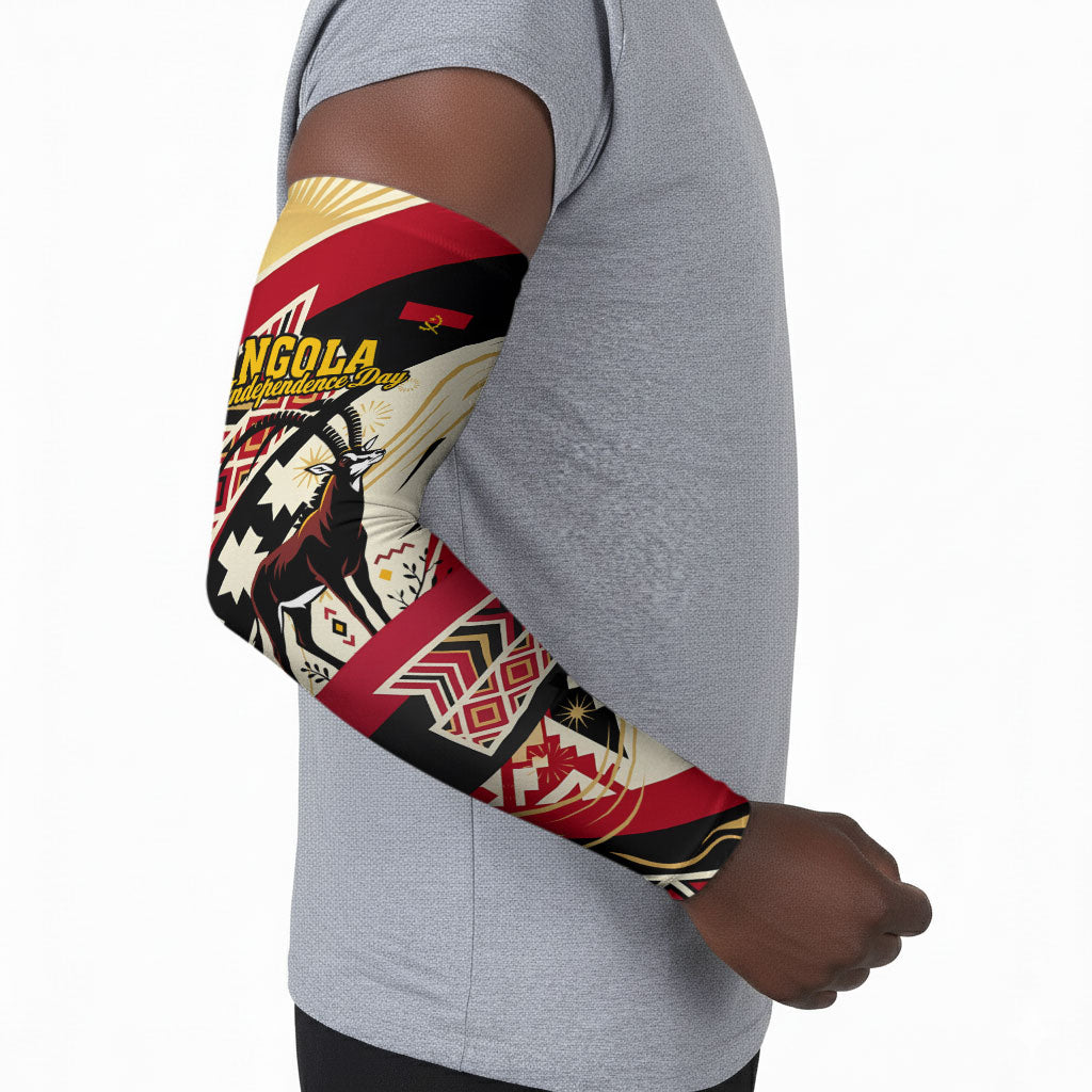 Angola Independence Day Antelope Arm Sleeves Flag Coat Of Arms Geometric African