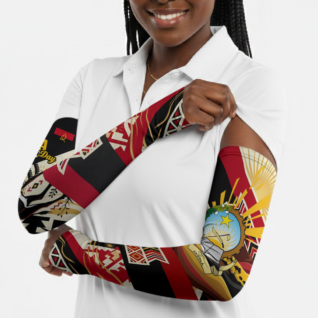 Angola Independence Day Antelope Arm Sleeves Flag Coat Of Arms Geometric African