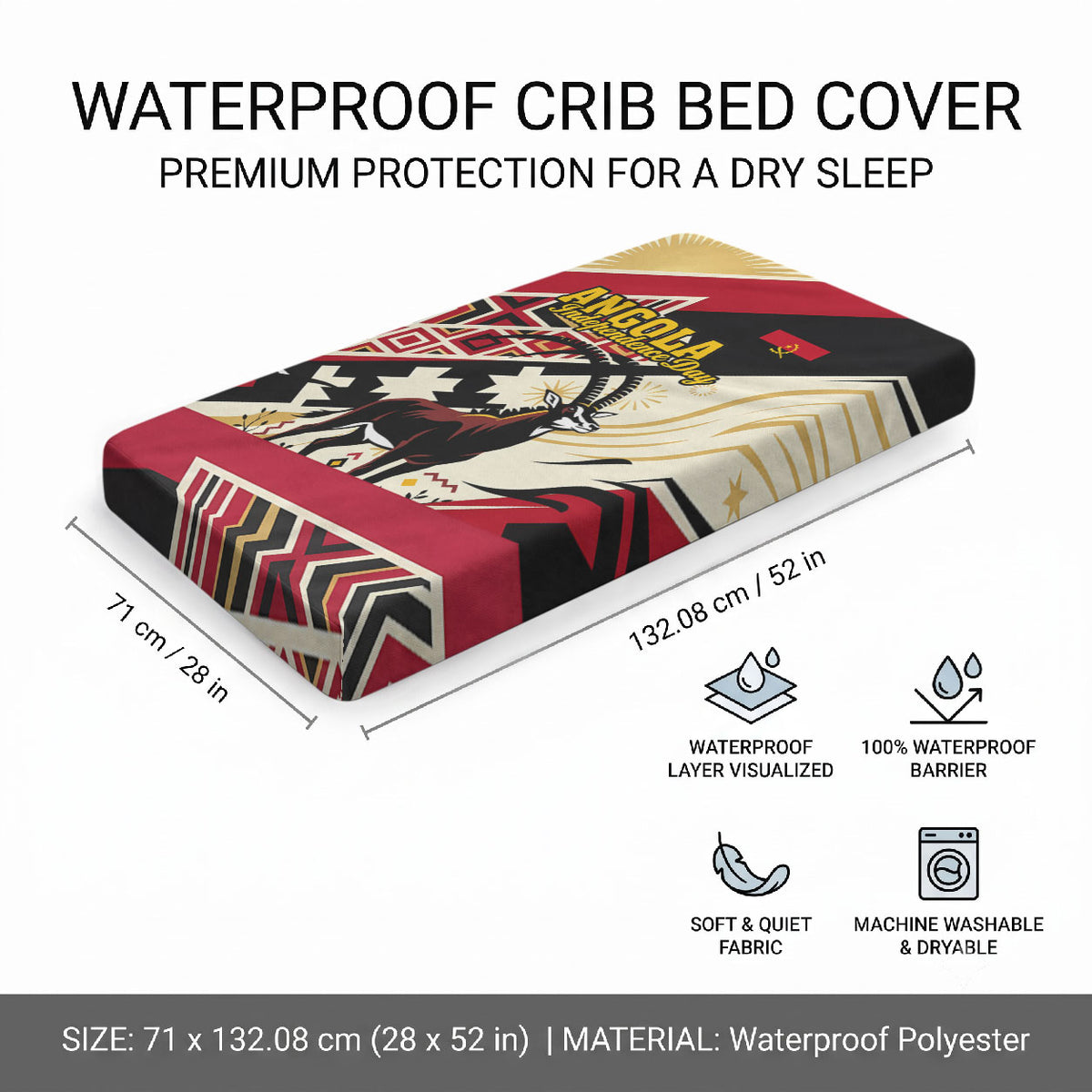Angola Independence Day Antelope Baby Bed Cover Flag Coat Of Arms Geometric African