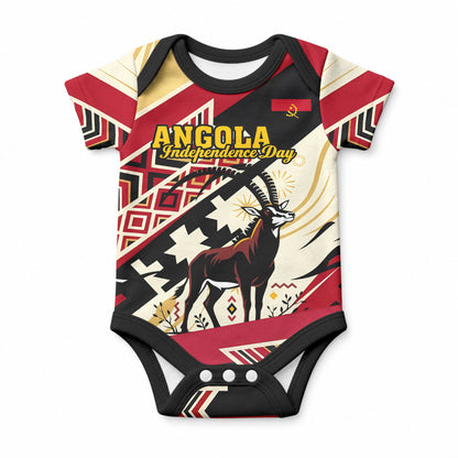 Angola Independence Day Antelope Baby Onesie Flag Coat Of Arms Geometric African