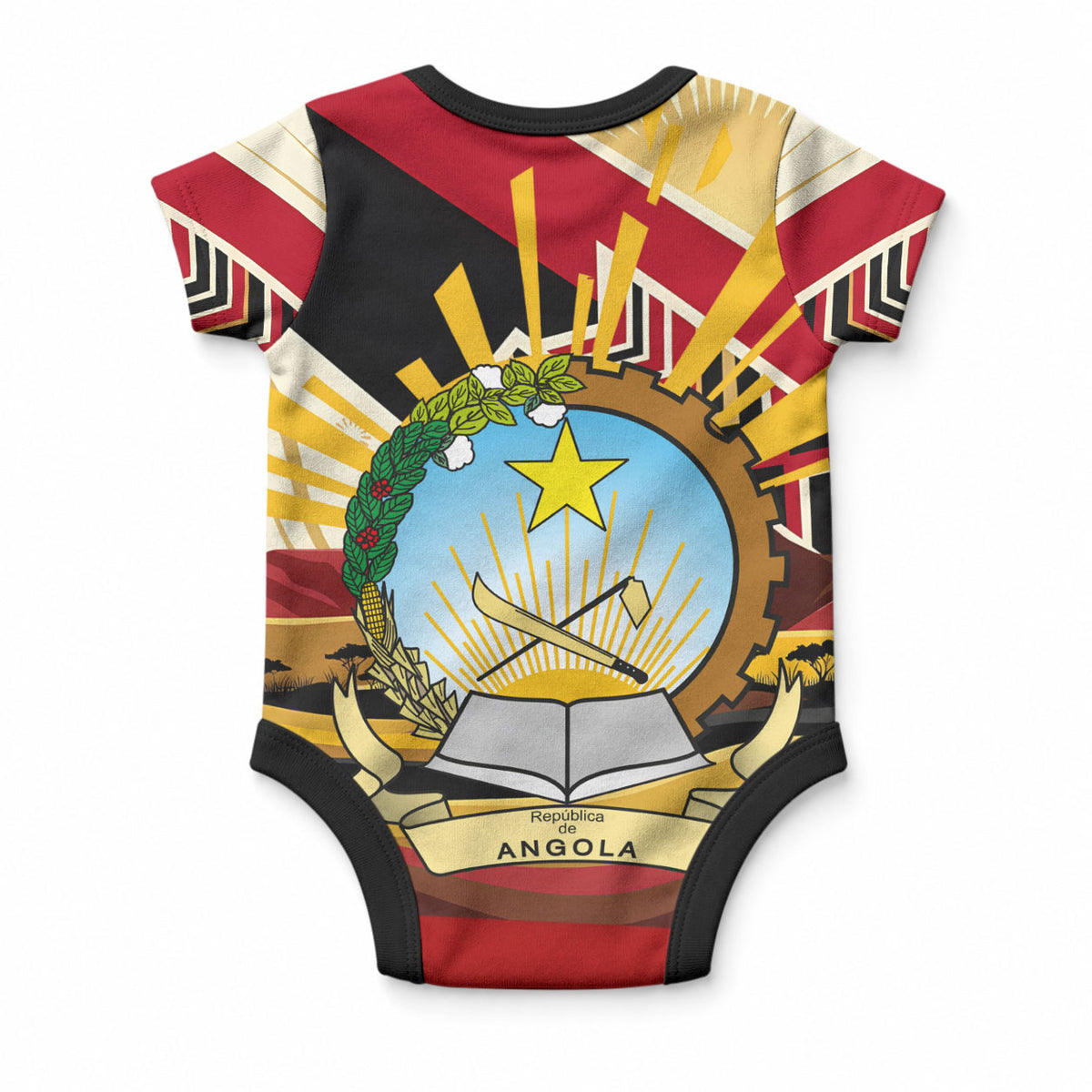 Angola Independence Day Antelope Baby Onesie Flag Coat Of Arms Geometric African