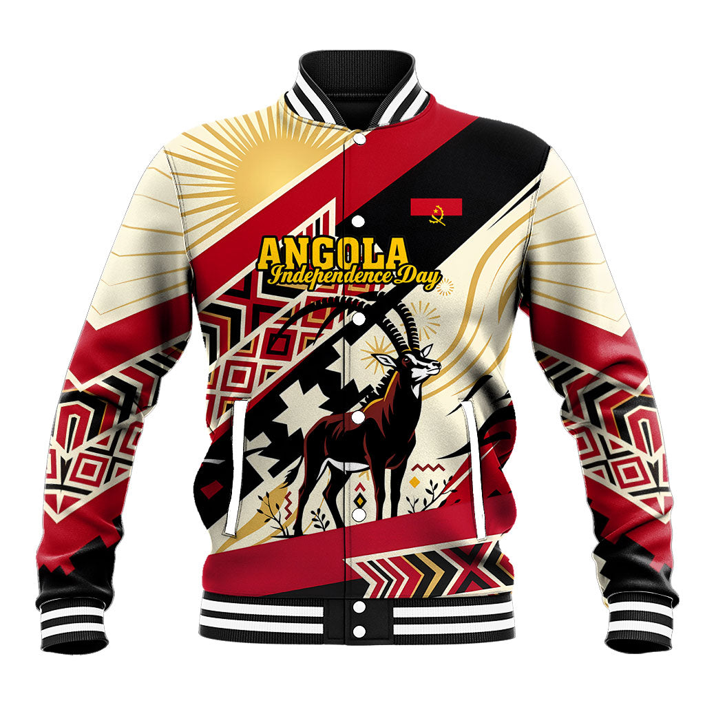 Angola Independence Day Antelope Baseball Jacket Flag Coat Of Arms Geometric African
