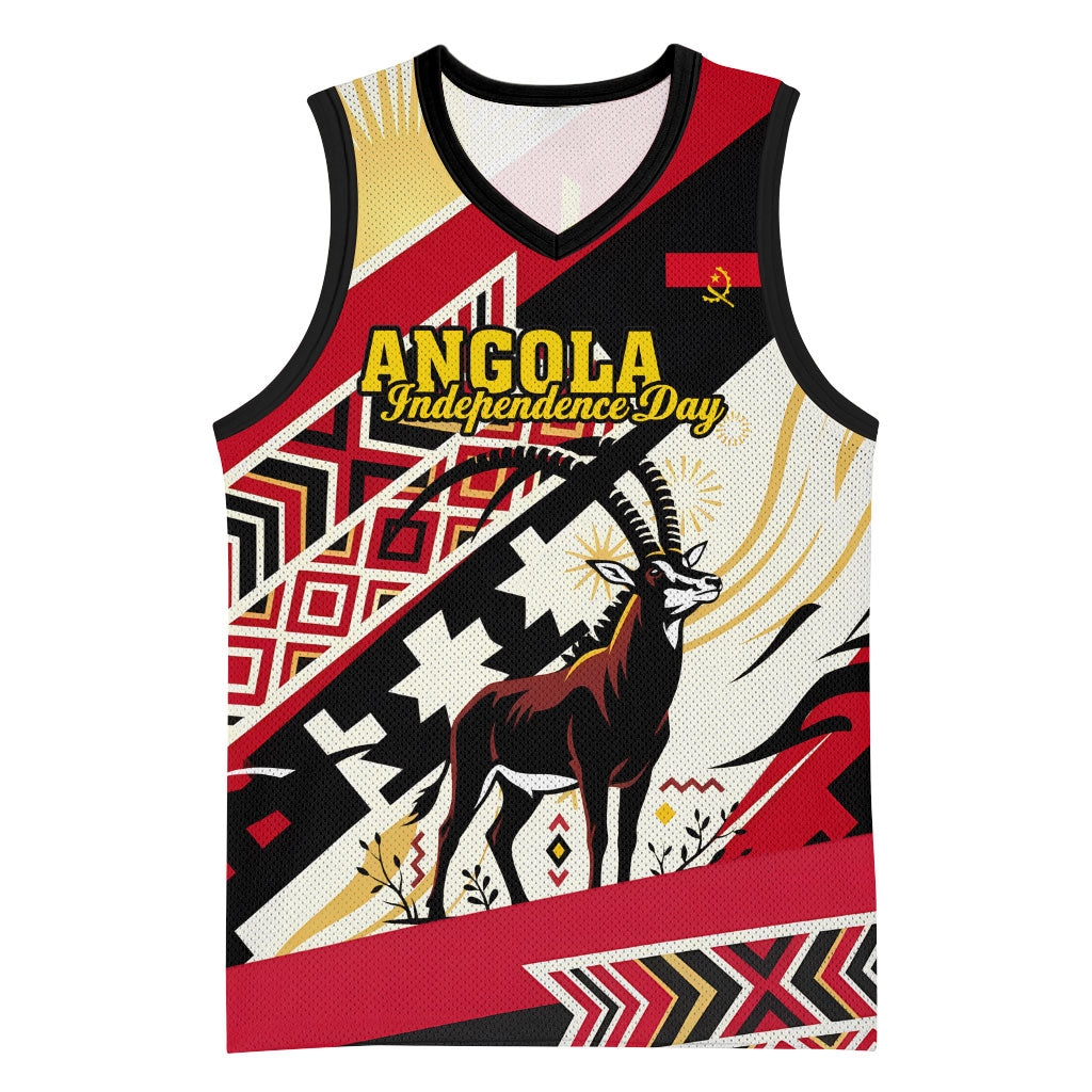 Angola Independence Day Antelope Basketball Jersey Flag Coat Of Arms Geometric African