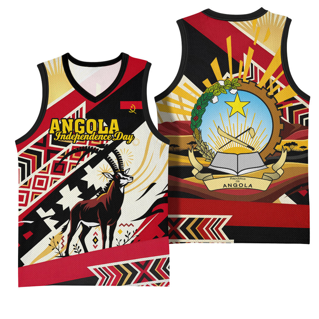 Angola Independence Day Antelope Basketball Jersey Flag Coat Of Arms Geometric African