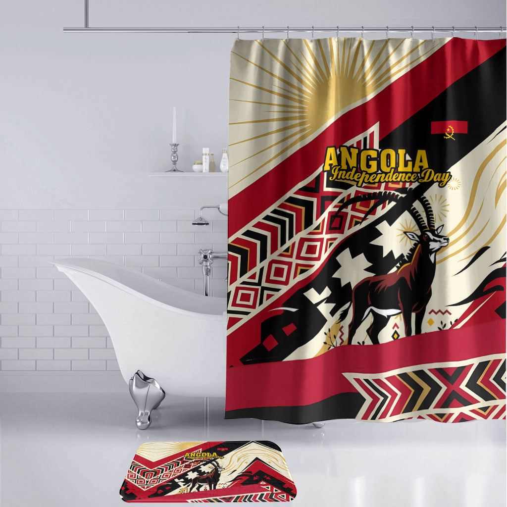Angola Independence Day Antelope Bathroom Set Flag Coat Of Arms Geometric African