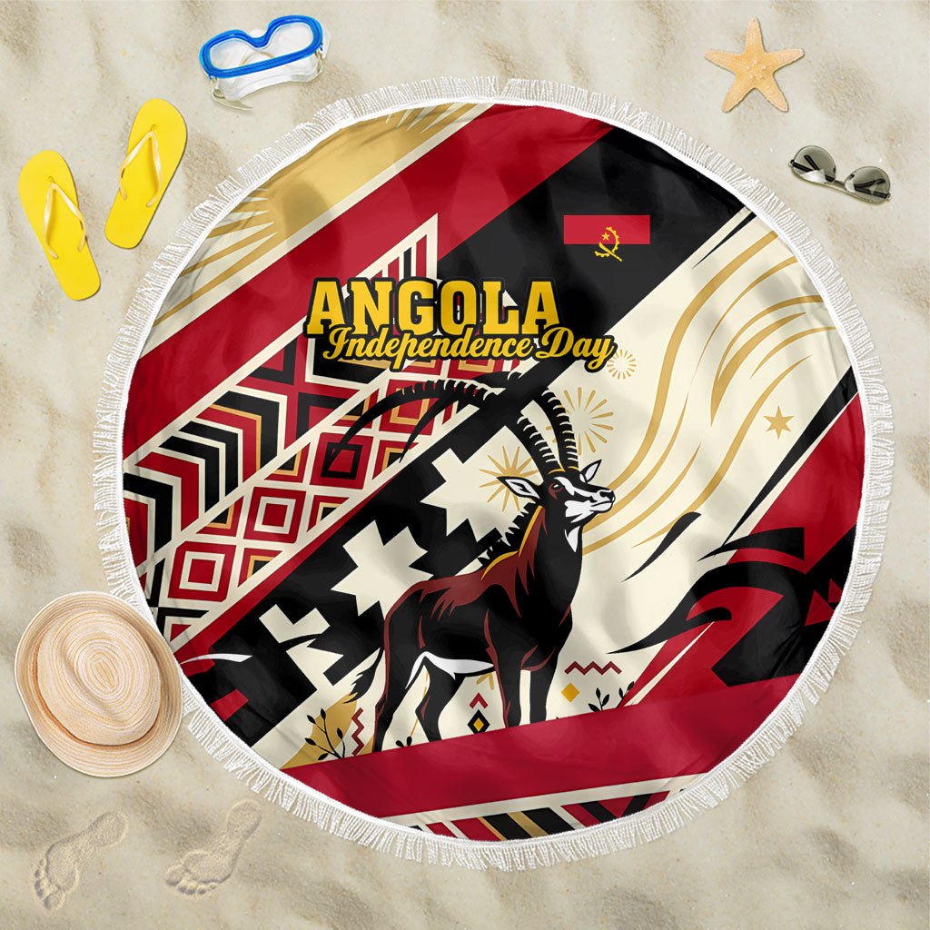 Angola Independence Day Antelope Beach Blanket Flag Coat Of Arms Geometric African
