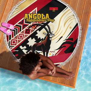 Angola Independence Day Antelope Beach Blanket Flag Coat Of Arms Geometric African