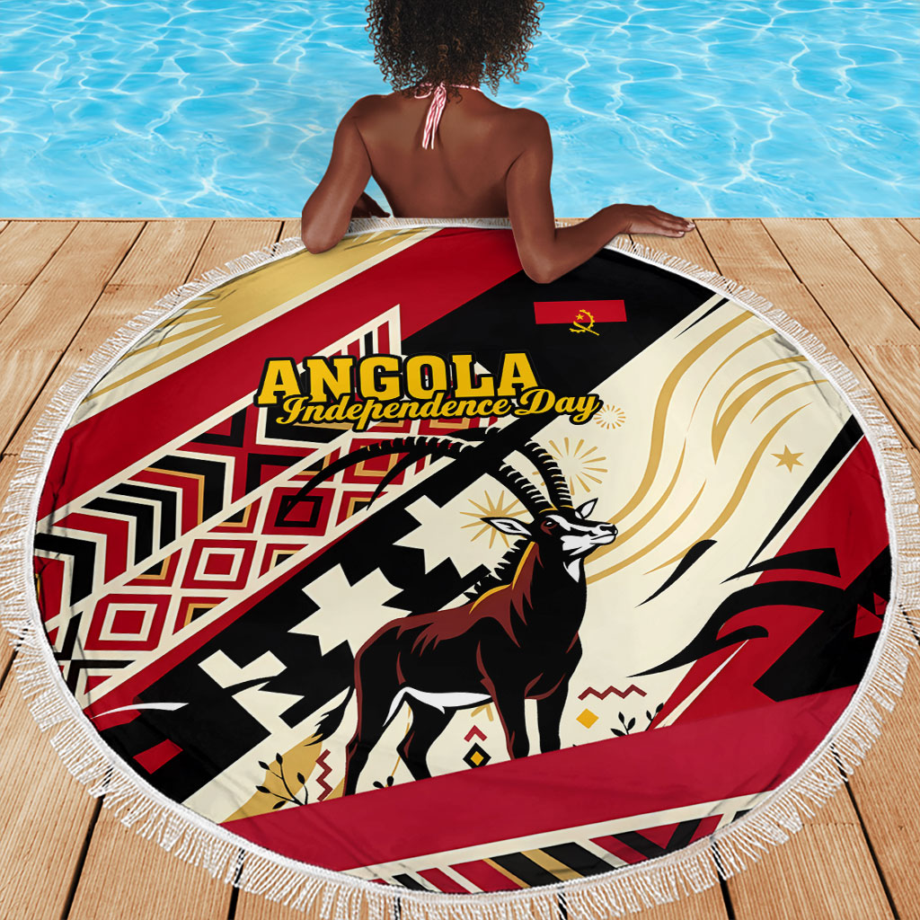 Angola Independence Day Antelope Beach Blanket Flag Coat Of Arms Geometric African