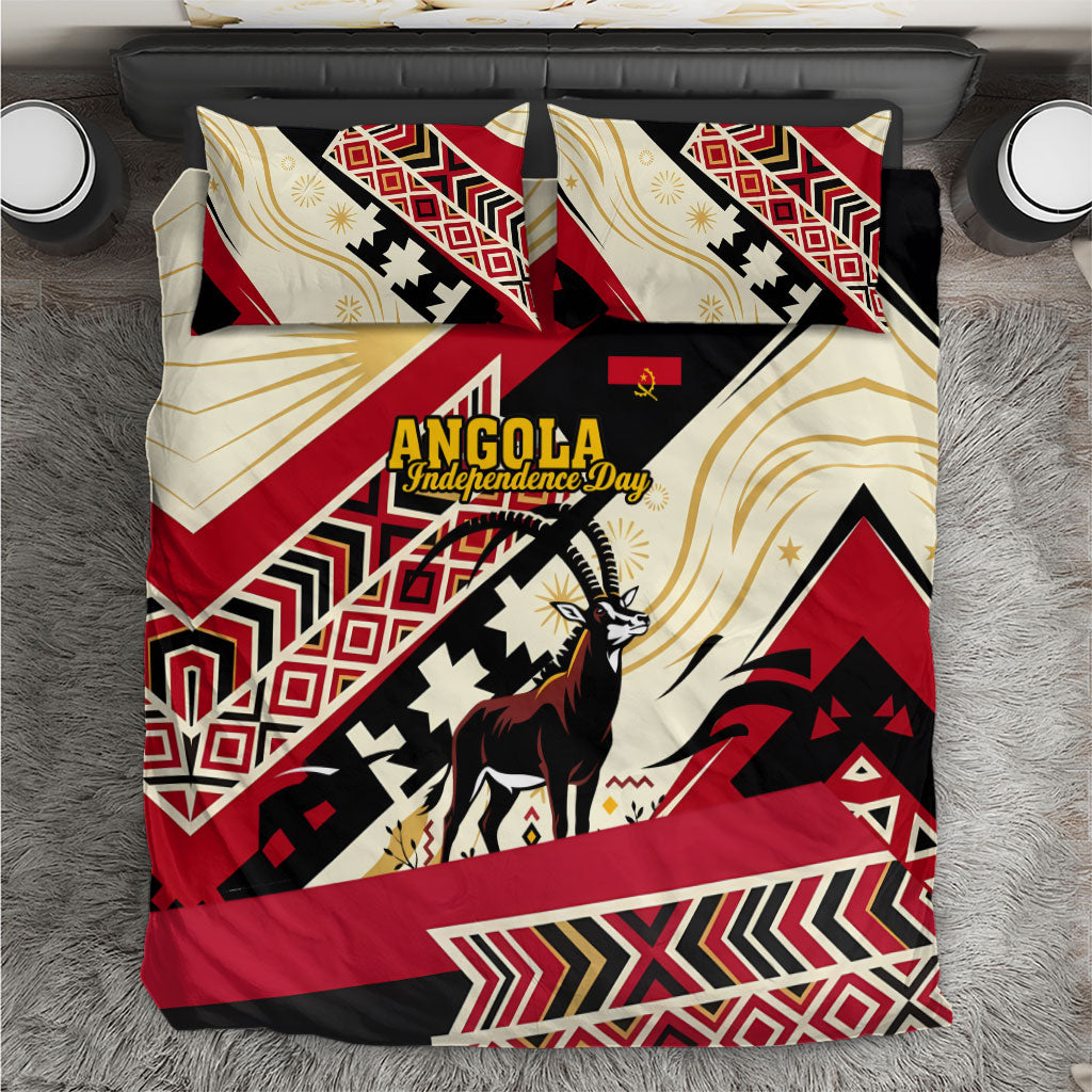 Angola Independence Day Antelope Bedding Set Flag Coat Of Arms Geometric African