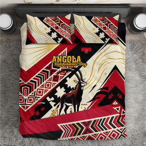 Angola Independence Day Antelope Bedding Set Flag Coat Of Arms Geometric African
