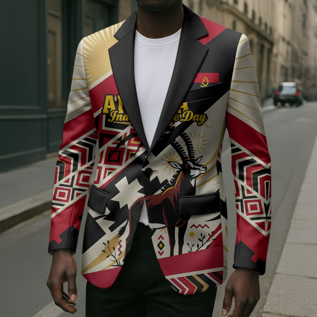 Angola Independence Day Antelope Blazer Flag Coat Of Arms Geometric African