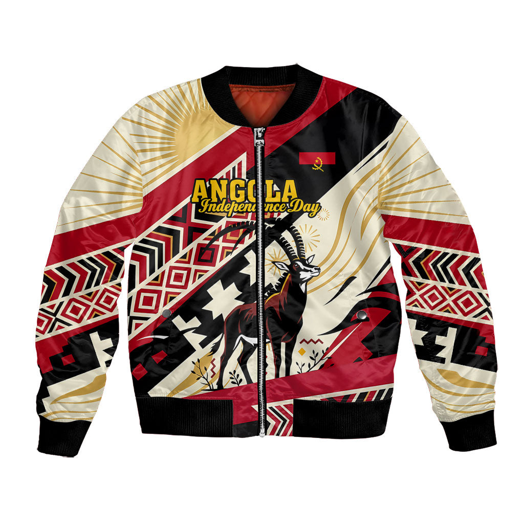 Angola Independence Day Antelope Bomber Jacket Flag Coat Of Arms Geometric African