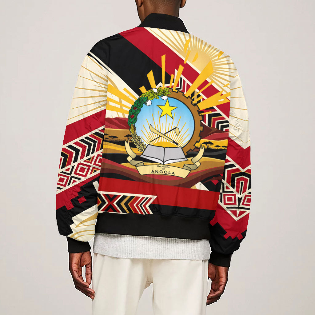 Angola Independence Day Antelope Bomber Jacket Flag Coat Of Arms Geometric African