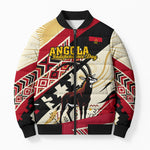 Angola Independence Day Antelope Bomber Puffer Jacket Flag Coat Of Arms Geometric African