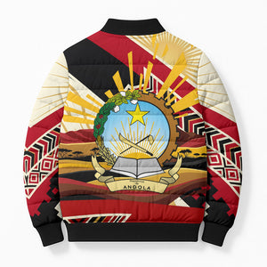 Angola Independence Day Antelope Bomber Puffer Jacket Flag Coat Of Arms Geometric African