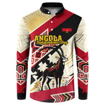 Angola Independence Day Antelope Button Sweatshirt Flag Coat Of Arms Geometric African