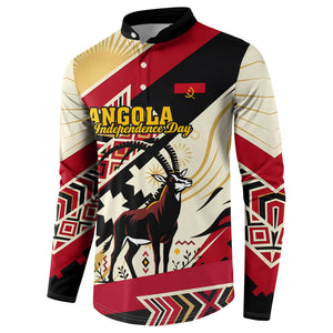 Angola Independence Day Antelope Button Sweatshirt Flag Coat Of Arms Geometric African