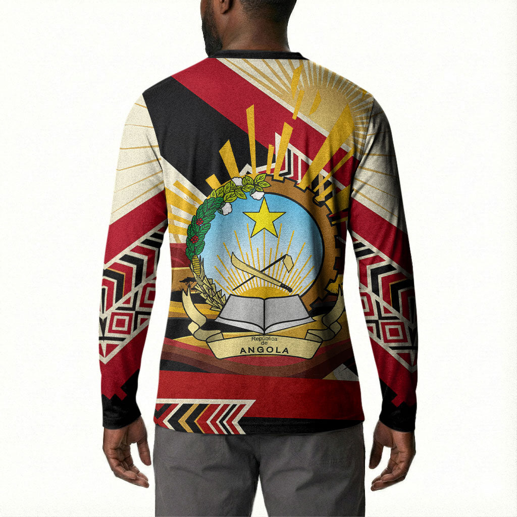 Angola Independence Day Antelope Button Sweatshirt Flag Coat Of Arms Geometric African