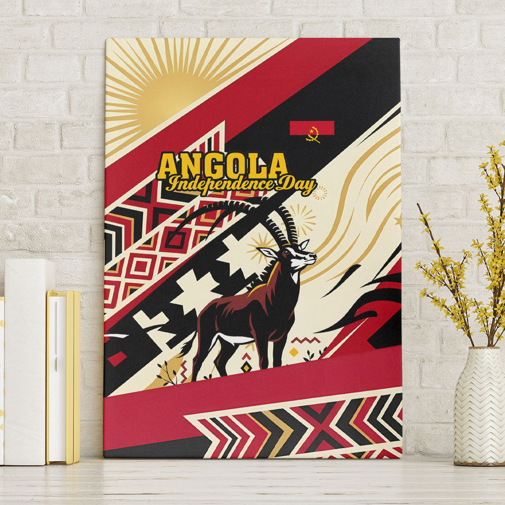 Angola Independence Day Antelope Canvas Wall Art Flag Coat Of Arms Geometric African