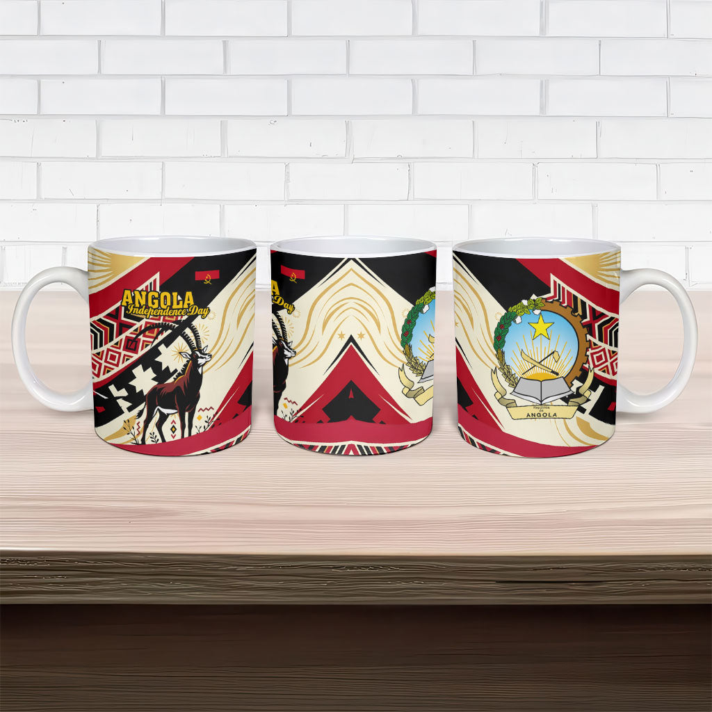 Angola Independence Day Antelope Ceramic Mug Flag Coat Of Arms Geometric African