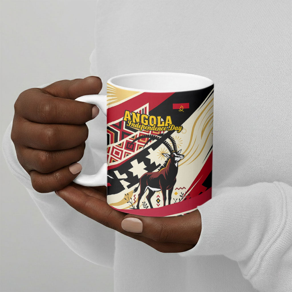 Angola Independence Day Antelope Ceramic Mug Flag Coat Of Arms Geometric African