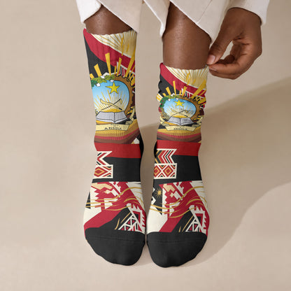 Angola Independence Day Antelope Crew Socks Flag Coat Of Arms Geometric African