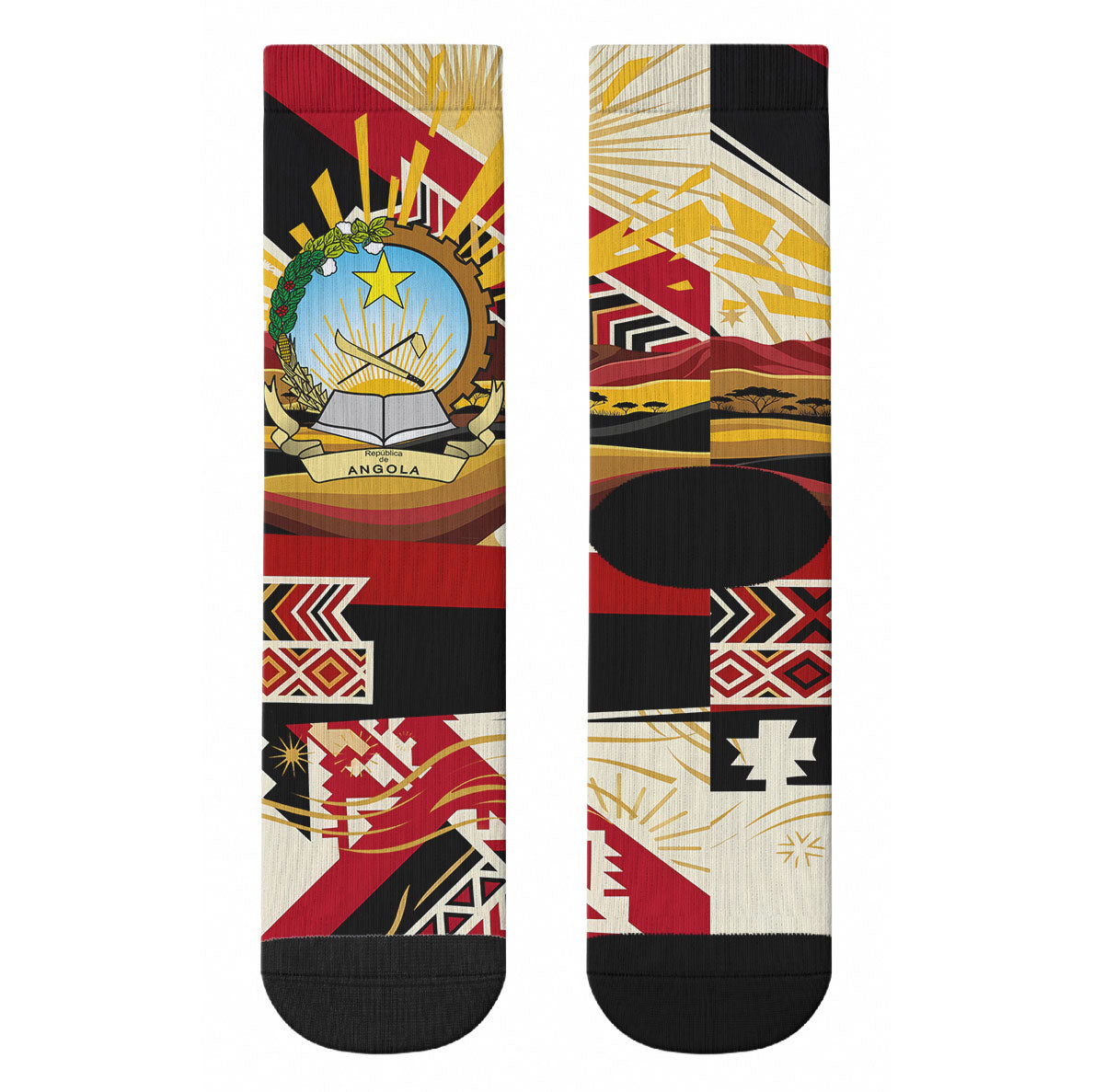 Angola Independence Day Antelope Crew Socks Flag Coat Of Arms Geometric African