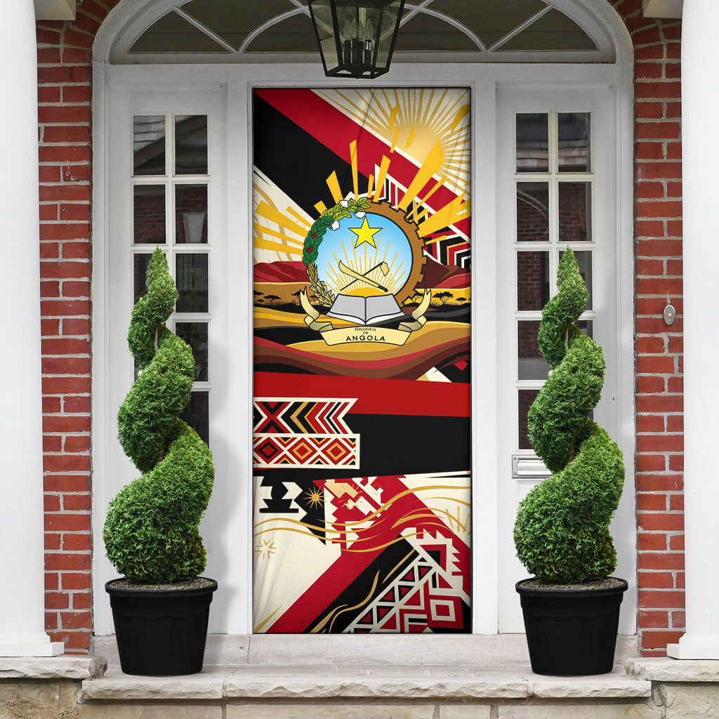 Angola Independence Day Antelope Door Cover Flag Coat Of Arms Geometric African