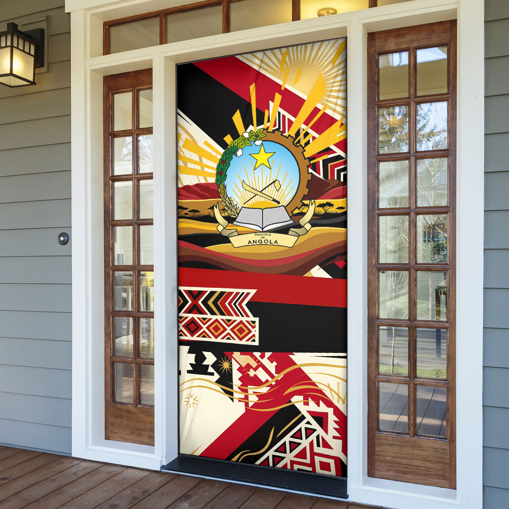 Angola Independence Day Antelope Door Cover Flag Coat Of Arms Geometric African