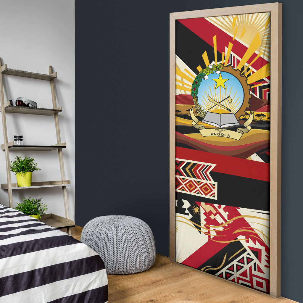Angola Independence Day Antelope Door Cover Flag Coat Of Arms Geometric African