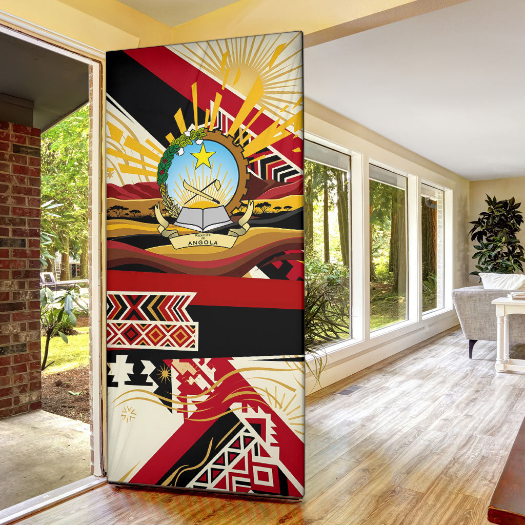 Angola Independence Day Antelope Door Cover Flag Coat Of Arms Geometric African