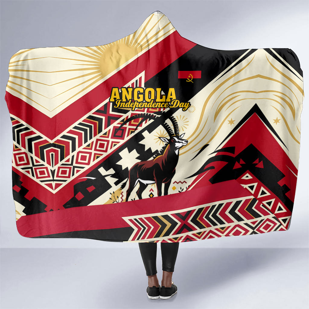 Angola Independence Day Antelope Hooded Blanket Flag Coat Of Arms Geometric African