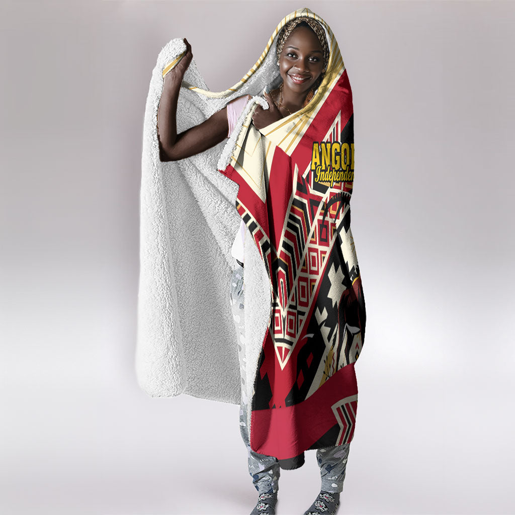 Angola Independence Day Antelope Hooded Blanket Flag Coat Of Arms Geometric African