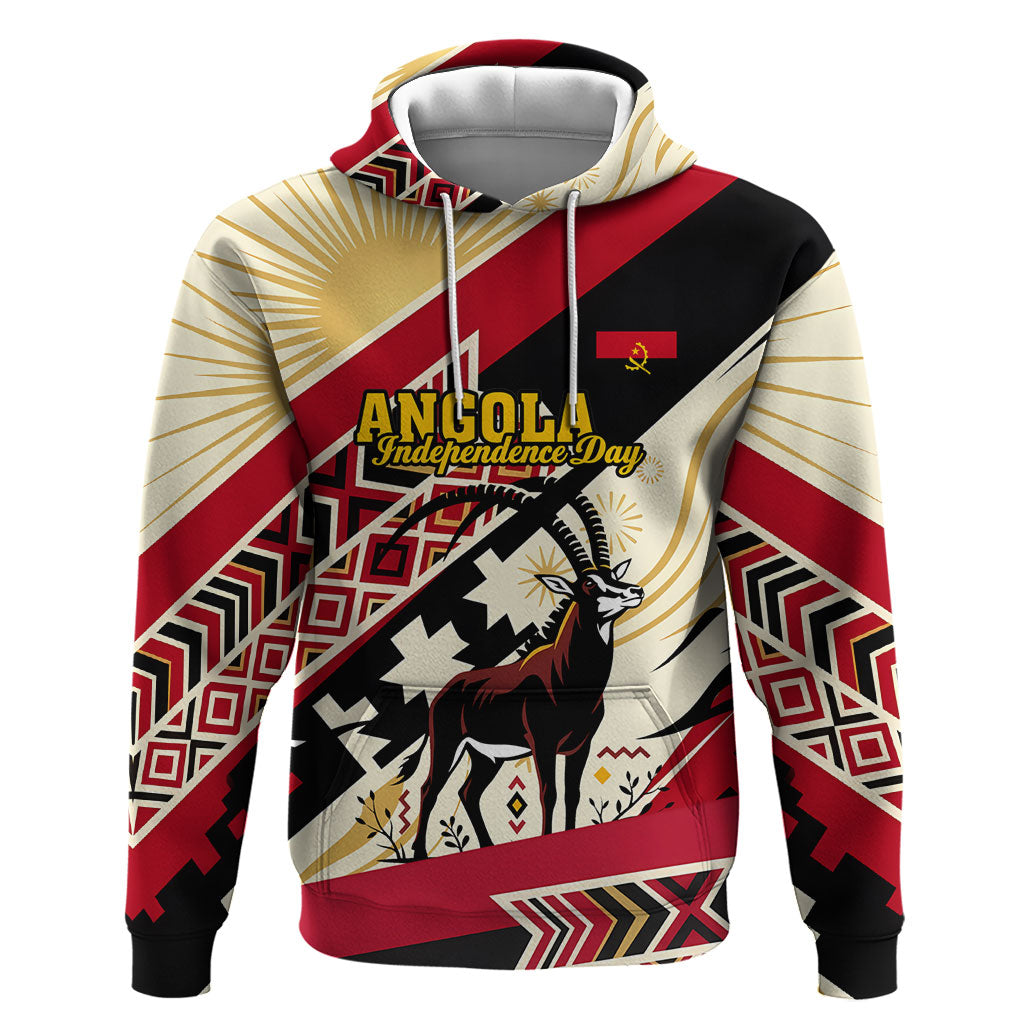 Angola Independence Day Antelope Hoodie Flag Coat Of Arms Geometric African