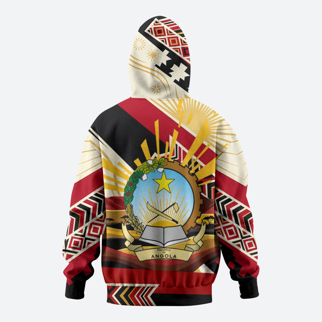 Angola Independence Day Antelope Hoodie Flag Coat Of Arms Geometric African