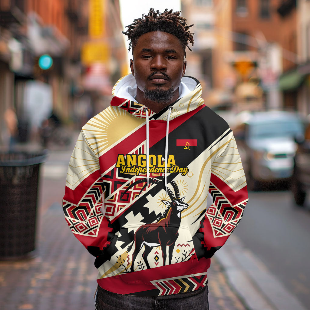 Angola Independence Day Antelope Hoodie Flag Coat Of Arms Geometric African