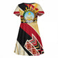 Angola Independence Day Antelope Kid Short Sleeve Dress Flag Coat Of Arms Geometric African