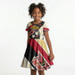 Angola Independence Day Antelope Kid Short Sleeve Dress Flag Coat Of Arms Geometric African