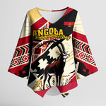 Angola Independence Day Antelope Kimono Sleeve Blouse Flag Coat Of Arms Geometric African