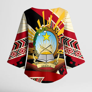 Angola Independence Day Antelope Kimono Sleeve Blouse Flag Coat Of Arms Geometric African
