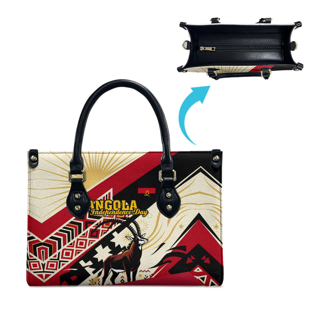 Angola Independence Day Antelope Leather Bag Flag Coat Of Arms Geometric African
