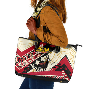 Angola Independence Day Antelope Leather Tote Bag Flag Coat Of Arms Geometric African